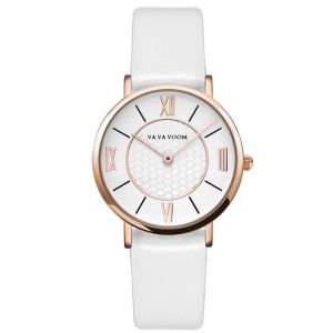 Vava Voom Mode Femmes Quartz Montre Pu Cuir Bracelet Montre-Bracelet Accessoire (Blanc) - Neuf