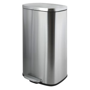 - Poubelle &Agrave; P&eacute;dale En Acier Akira - Design Moderne Rectangulaire Avec Rev&ecirc;tement Anti-Traces - Fermeture Lente Et Silencieuse - M&eacute;tal Bross&eacute; - 50L - Neuf