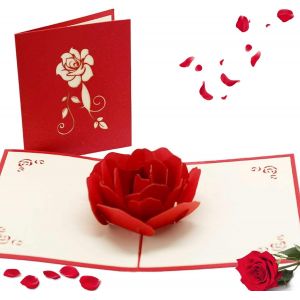 MEVRONISSHOP-3D Pop Up Carte Romantique, Rose Carte-Cadeau 3D Pop-Up, Carte Anniversaire Femme, Faire Part de Mariage, Saint Valentin, Carte de Voeux, pour Saint-Valentin Mariage L'anniversaire et F&ecirc; - Neuf