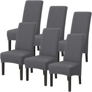 Housses De Chaise De Salle À Manger Extensibles, Housses De Chaises À Dossier Haut, Amovibles Et Lavables, Pour Décoration D'hôtel, Mariage, Gris, 6 Pièces - Neuf