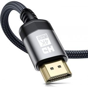 Câble HDMI 4K 4m Câble HDMI 2.0 Haute Vitesse par Ethernet en Nylon Tressé Supporte 4K@60Hz 2K@144Hz 3D/ HDR Retour Audio-Cordon HDMI pour Lecteur Blu-Ray/ PS3/ PS4/ TV 4K Ultra HD/Ecran - Neuf