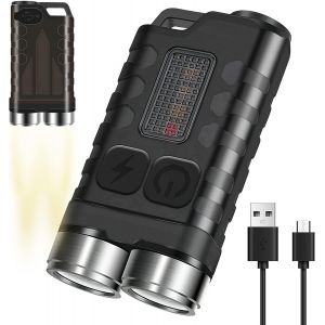 Noir Rechargeable Conduit Trousseau Lampe De Poche, 10 Modes D'éclairage, Avec Uv Lumière De Côté Et De Dos Magnétique De Base Pour Le Camping Et D'urgence - Neuf