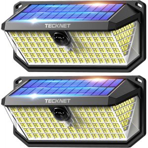 Lampe Solaire Extérieur, 4200Lm, 416 Leds, Éclairage À 300°, 3 Modes, Avec Détecteur De Mouvement, Lumiere Solaire Étanche Ip66 Pour Clôture, Ccour, Patio, Jardin, Garage, Etc- 2 Pcs - Neuf