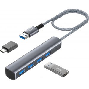 Hub Usb Pour Ps5 Ps4 Pro/Slim,4 En 1 Usb 3.0 Splitter Ultra-Fin Avec Câble De 60Cm & Otg,Adaptateur Multi Port 5Gbps Data Haute Vitesse Pour Macbook,Imac,Pc,Macbook[Z514] - Neuf