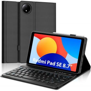 Coque Clavier Pour Xiaomi Redmi Pad Se 8.7"", &Eacute;tui Keyboard Azerty Layout Pour Xiaomi Redmi Pad Se 8.7 Pouces, Noir - Neuf