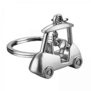 3x Voiturette De Golf Trousseau Ensemble, En M&eacute;tal Porte-Cl&eacute;s Anneau, 2d Club De Golf Porte-Cl&eacute;s Pour Les Amis Des Cadeaux, Cadeau D'anniversaire - Neuf