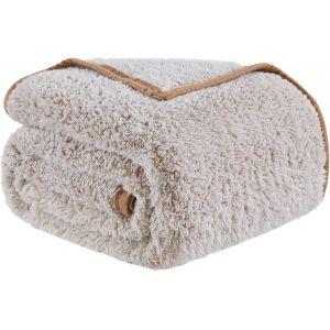 Tianyi-Couverture Sherpa Douillette Moelleux 150 X 200cm Kaki Épais Et Élégant, Couverture De Canapé Double Face Extra Doux, Chaud Confortable Réversible Moelleuse - Neuf