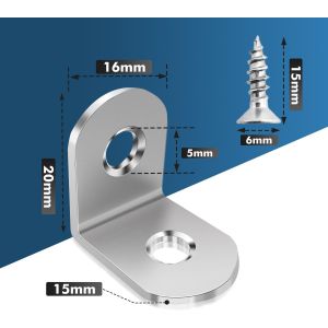 ASFASFq-querre de Fixation en Métal equerre metal Inox pour la Réparation de Meubles - Lot de 20 Équerres de Fixation 20*20mm pour la Fixation et la Réparation de Meubles, Renforcer les Joints - Neuf