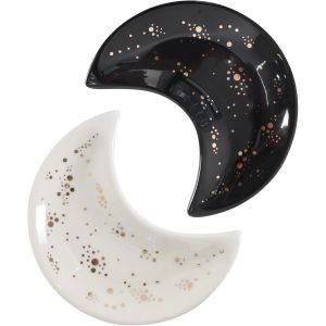 2pcs Plateau &Agrave; Bijoux En C&eacute;ramique, Bol &Agrave; Bijoux En Forme De Lune, Petit Plateau De Cl&eacute;s Organiseur De Bijoux Plateau &Agrave; Bijoux Anneau D&eacute;coration De Bijoux Organisateur Plateau Pour Bibelot - Neuf