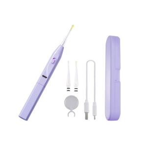 Kit De Nettoyage D'oreilles Led Avec Lampe Rechargeable Usb Et Embouts Interchangeables - Violet - Neuf