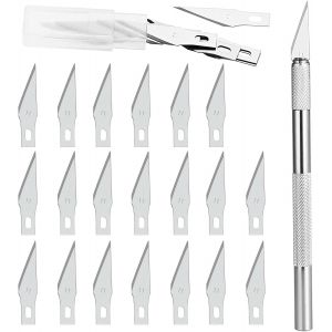 Mevronisshop-Pr&eacute;cision Cutter 1 Scalpel Avec 20 Lames, Cutter De Pr&eacute;cision Couteau Pour D&eacute;coupe De Travail D'art Bricolage, Sp&eacute;l&eacute;ologie, Sculpture, Diy Sculpture Couteaux De Loisirs - Neuf