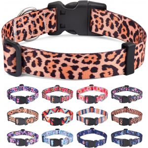 Eryi-Collier Pour Chien, Avec Imprimé Basketball, Motif Tendance Avec Boucle À Dégagement Rapide, Fleur Design, Collier Classique, Pour Petits, Moyens Et Grands Chiens(Léopard,S) - Neuf