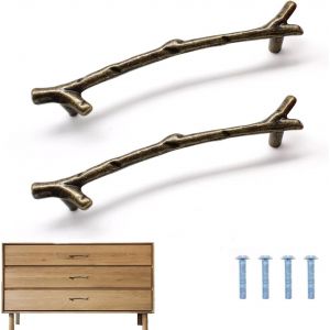 YUJTG-2 Pièces Design Vintage Poignées Branche Arbre, Durable Poignées Meuble, Alliage Zinc Antirouille Meubles de Cuisine, pour Armoires, Placards, Buffets Armoires et étagères à Chaussures - Neuf
