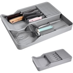 Checarzhn--No1-Organ Ur De Couteaux, Bloc De Couteaux De Cuisine, Support De Couteaux De Cuisine, Organisateur De Tiroir À Couteaux Double Couche, Peut Être Retiré Pour Ranger 11 Couteaux Et Cuillère - Neuf