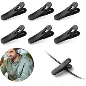 Casque d'écoute câble de câble Clip Holder Pour Clips Sur Vos Vêtements Pour Garder Cordon Écouteur / Microphone En Couleur Placblack 6pcs - Neuf