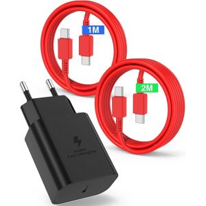 45w Chargeur Usb C Charge Rapide Pour Samsung Galaxy S24 Ultra/S25/S23/S22/S21,Usb-C Fast Chargeur Avec 1m+2m Type C Câble,Prise Secteur Usbc Adapteur Pour Note20/10/9/8/A73/A53, Iphone 16-R[Z3424] - Neuf