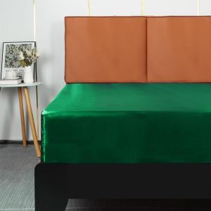 Drap Housse Satin 140x200cm, Pour Matelas Jusqu'&agrave; 35 Cm, Drap De Lit En Satin De Soie Polyester Lisse Respirant, Vert - Neuf