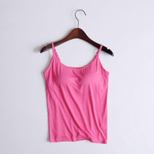 Tops Camisole Pour Femmes Avec Soutien-Gorge Intégré Gilet De Cou Rembourré Débardeurs Slim Fit - Neuf