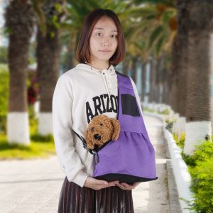 Hjlian Petit Sac De Transport Portable Pour Chien, Chat, Animal De Compagnie, Mains Libres, Avec Crochet Integre, Violet, Taille L - Neuf