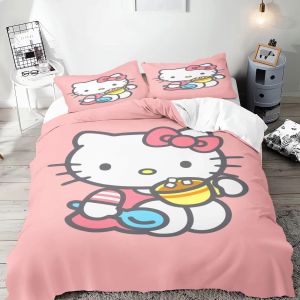 Parure De Lit Hello Kitty Avec Housse De Couette Et Housse De Couette 3d Pour Enfants - Neuf