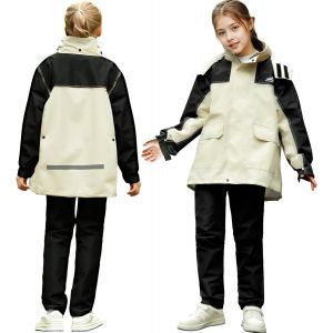 Jfkjg-Fille Garçon Imperméable Et Réfléchissante, Unisexe Léger Enfants Manteau Veste De Pluie Et Pantalon Combinaison, Sport Extérieur Randonnée Vêtements De Pluie Ensemble Pour 8-14 Ans - Neuf