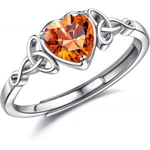 Bague Argent 925 Femme Reglable Bague Pierre De Naissance Coeur Brillant Alliance Femme Bague De Fiancailles Bague Promesse Mariage Bague Pouce Bague Femme Argent Bijoux Avec Boîte Cadeau - Neuf