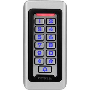 MEVRONISSHOP-T-AC03 Digicode Porte Clavier &agrave; Code IP68, Contr&ocirc;le d'Acc&egrave;s M&eacute;tallique &Eacute;tanche PIN RFID 125KHz DC12V R&eacute;tro-&Eacute;clair&eacute; Wiegand 26 2000 Utilisateurs pour Garage Maison Appartement Usine - Neuf