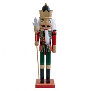 Marionnette Casse-Noisette en Bois 38 cm, Figurine Soldat Traditionnelle de F&ecirc;te, Jouet pour Centres de Table de No&euml;l-HAYABUSA-Blanc - Neuf