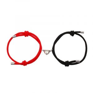 2pcs Magnétique Couple Bracelets Rouge Noir C?ur Plein D'amour, De Soleil Et De La Lune Correspondant Amoureux De Bracelet De Cadeaux Pour Le Petit Ami Petite Amie Meilleur Ami - Neuf