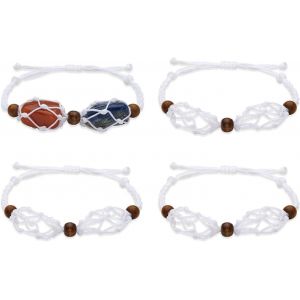 4 Pcs Bracelet Pierre Cordon,Bracelet Tiss&eacute; Vide,Pour Bijoux D'anniversaire Filles Femmes Faisant Faveurs D'amiti&eacute;,1-7/8 3-1/2 Pouce (4.7 8.8 Cm) - Neuf