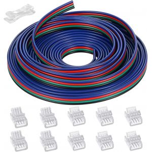 15m Rallonge Câble 4 Broches Fil Cordon 22awg Branchement Électrique, Câble D'extension À 4 Conducteurs Pour Bandes Led Ws2811 Ws2812b Rgb Couleur 5050 + 4 Pin Connecteur 10 Mm - Neuf
