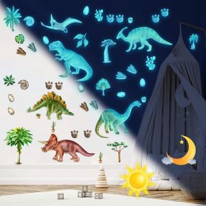 ERYI-Stickers Muraux Enfant Dinosaures Lumineux Autocollant Muraux Lumineux Dinosaure Amovible Autocollant Pour Enfant Garçons Fille Bébé Chambres Plafond Décoration(Bleu) - Neuf