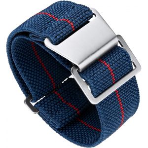 Bracelet De Montre Élastique Nylon Style Marine Nationale Parachute Bracelet Montre En Tissu Remplacement Avec Crochet Boucle Noir/Argenté Homme Femme 13 Couleurs,3 Tailles 18/20/22mm.[U1226] - Neuf