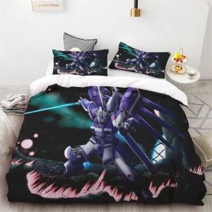Housse De Couette Guerrier Mécanique Gundam Enfants Et Adolescents Cadeau D'anniversaire Decoration De Chambre Parure De Lit Trois Pieces Sans Draps - Neuf