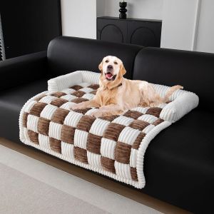Lit Pour Chien Super Confortable, Panier Canapé Lavable À La Main, Antidérapant (Cheveux Longs Gris Foncé, L 90 X P 90 X H 13 Cm) - Neuf