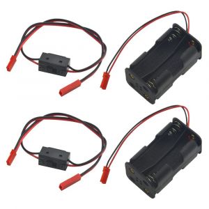 KYAOAYO-Lot De 4 Commutateurs D'Alimentation Marche/Arrêt Et Récepteurs De Batterie Aa À 4 Cellules Avec Connecteur Jst Pour Voiture Télécommandée, Camion, Avion - Neuf