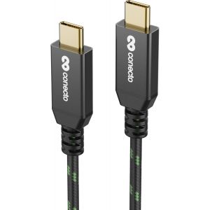 Kal-, Câble De Charge Usb-C Vers Usb-C, Usb 2.0, Fonction De Charge Rapide, Connecteur Plaqué Or, E-Marker, 480 Mo/S, 5 A/100 W, Boîtier En Aluminium, Gaine En Nylon, Noir/Vert, 0,15 M - Neuf