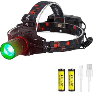 Lampe Frontale Avec Lumi&egrave;re Rouge, Lampe Frontale Led Rouge Rechargeable Par Usb, 1000 Lumens, Zoomable Pour La Chasse, L'astronomie, La Vision Nocturne, Le Camping(Lumi&egrave;re Rouge) - Neuf