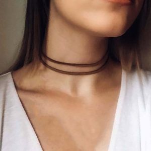 Kal-Collier En Velours Marron Superposé Collier En Daim Vintage Bohême Collier En Velours Collier Ras Du Cou En Cuir Double Couche Bijoux Pour Femmes Et Adolescentes - Neuf