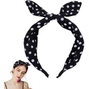 Kalanka-Serre-Tête À N?Ud Blace À Pois Pour Femmes Et Filles, Bandeau Pour Le Lavage Du Visage, Accessoires De Cheveux D'halloween Pour Filles Et Femmes, N?Ud Supérieur, Bandeau À Cheveux Avec N?Ud S - Neuf
