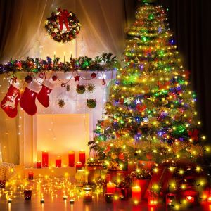 Guirlande de lumières de noël multicolore cascade, 400 LED, 2 m, 16 lignes - Neuf