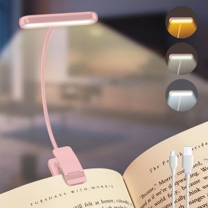 Cheng-Lampe De Lecture Rechargeable Avec Câble De Type-C, Liseuse Lampe Clip [3 Couleurs Et 10 Luminosités] Mini Veilleuse Flexible À Col De Cygne Et À Pince Pour Les Enfants - Neuf