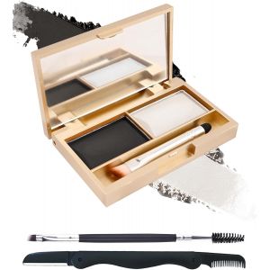 Palette &agrave; Sourcil Poudre Waterproof-Couleur Sourcils Longue Tenue2 IN 1 Maquillage Poudre &Agrave; Sourcils,R&eacute;sultat Naturel Facile &agrave; Colorer,Eyebrow Powder Avec Pinceau et Miroir-Set02 Brun Clair et Fonc&eacute; - Neuf