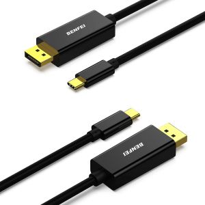 ERYI-Câble Usb C Vers Displayport 4K @ 60Hz, 1,8 M Uhd Thunderbolt 3 Vers Adaptateur De Port D'Affichage Mâle À Mâle Cordon Plaqué, Paquet De 2, Compatible Avec Iphone 16/15 Plus Pro Max - Neuf