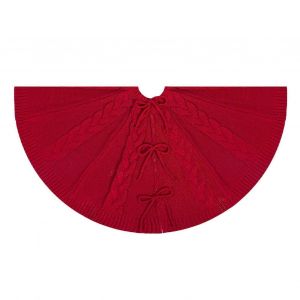 Jupe de sapin de No&euml;l festive, d&eacute;coration de sapin rouge tricot&eacute;e, ornement de base de sapin, fournitures de No&euml;l pour les f&ecirc;tes de fin d'ann&eacute;e - Neuf