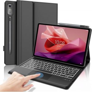 Coque Clavier Avec Trackpad Pour Lenovo Tab P12 12.7"" 2023, Détachable Clavier Avec Smart Touchpad E Porte-Crayon, Azerty Français Clavier, Noir - Neuf