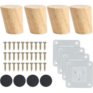 4 Pièces Pied De Meuble Bois 6Cm Pieds De Table En Bois Incliné Massif Pieds De Canapé, Pieds De Lit, Pied De Table Basse En Bois, Pied Fauteuil[JIA5288419] - Neuf