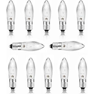 KAL-Ampoule E10 24V 3W Bougie Avec 10 Points De Combustion Ampoules De Rechange, 30Lm Blanc Chaud 2700K, Ampoule Bougie E10 Pour Arche Lumineuse, Arbre De Noël, Guirlande, Lot De 12 - Neuf