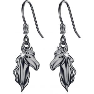 Chenquansarl-Boucles D'oreilles Cheval Pour Fille En Argent Sterling 925 - Petites Boucles D'oreilles Créoles Pour Femme - Cadeau Pour Fille - Neuf