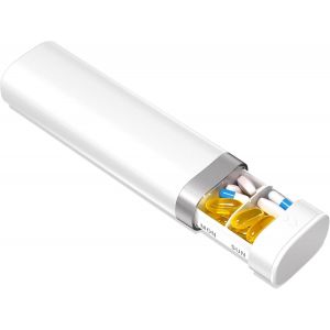 Pilulier Semainier,Pilulier Voyage,Piluliers 7 Jours Mignon,Semainier Medicament Avec Côté Rétractable Et Amovible,Facile À Ouvrir,Pour Vitamines Suppléments Pilules (Blanc) - Neuf